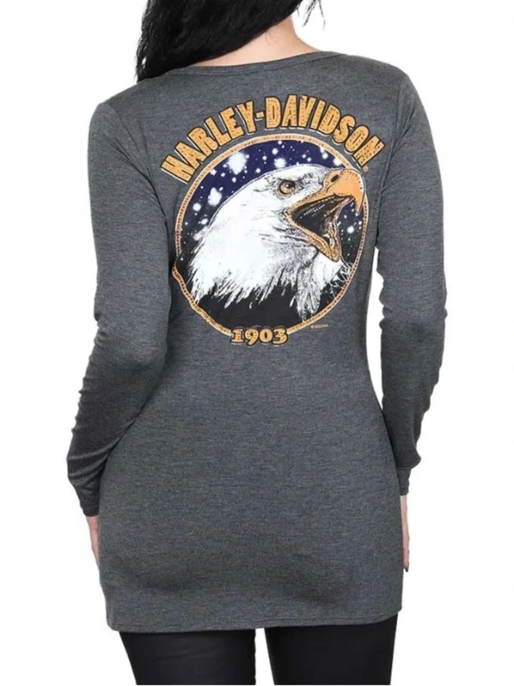 Harley-Davidson Women's Bling Harley Proud Long Sleeve V-Neck Shirt